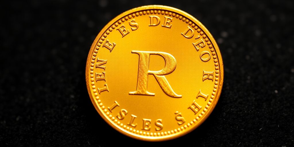 Pièce d'or Napoléon brillante sur un fond sombre.