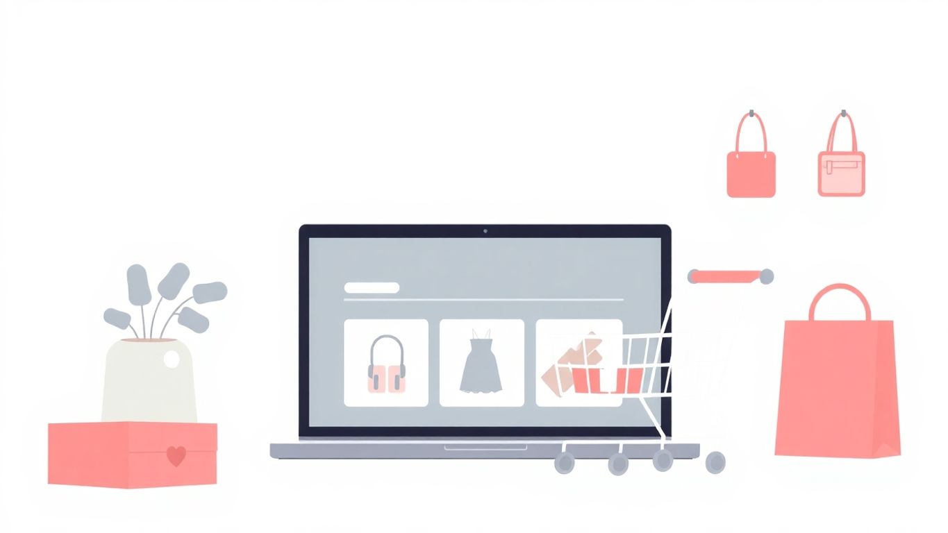 Illustrasjon av en nettbutikk for småbedrifter.
