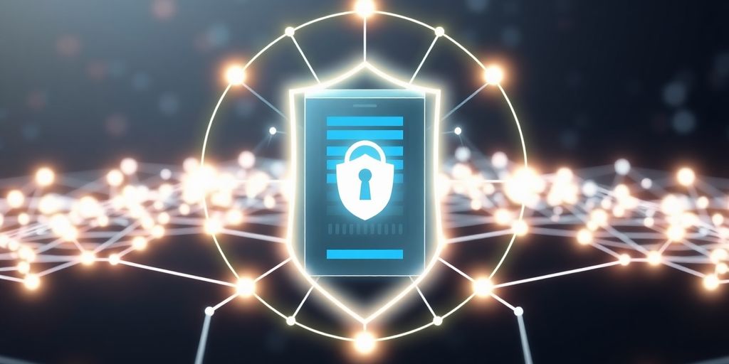 Blockchain network protecting digital shield.