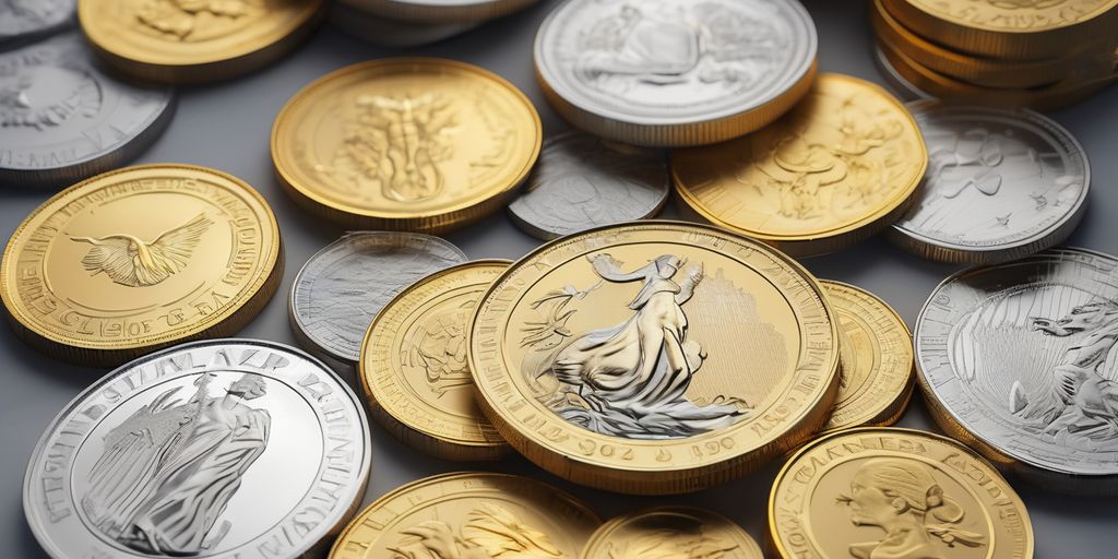 gold and silver coins with financial charts and negative interest rates