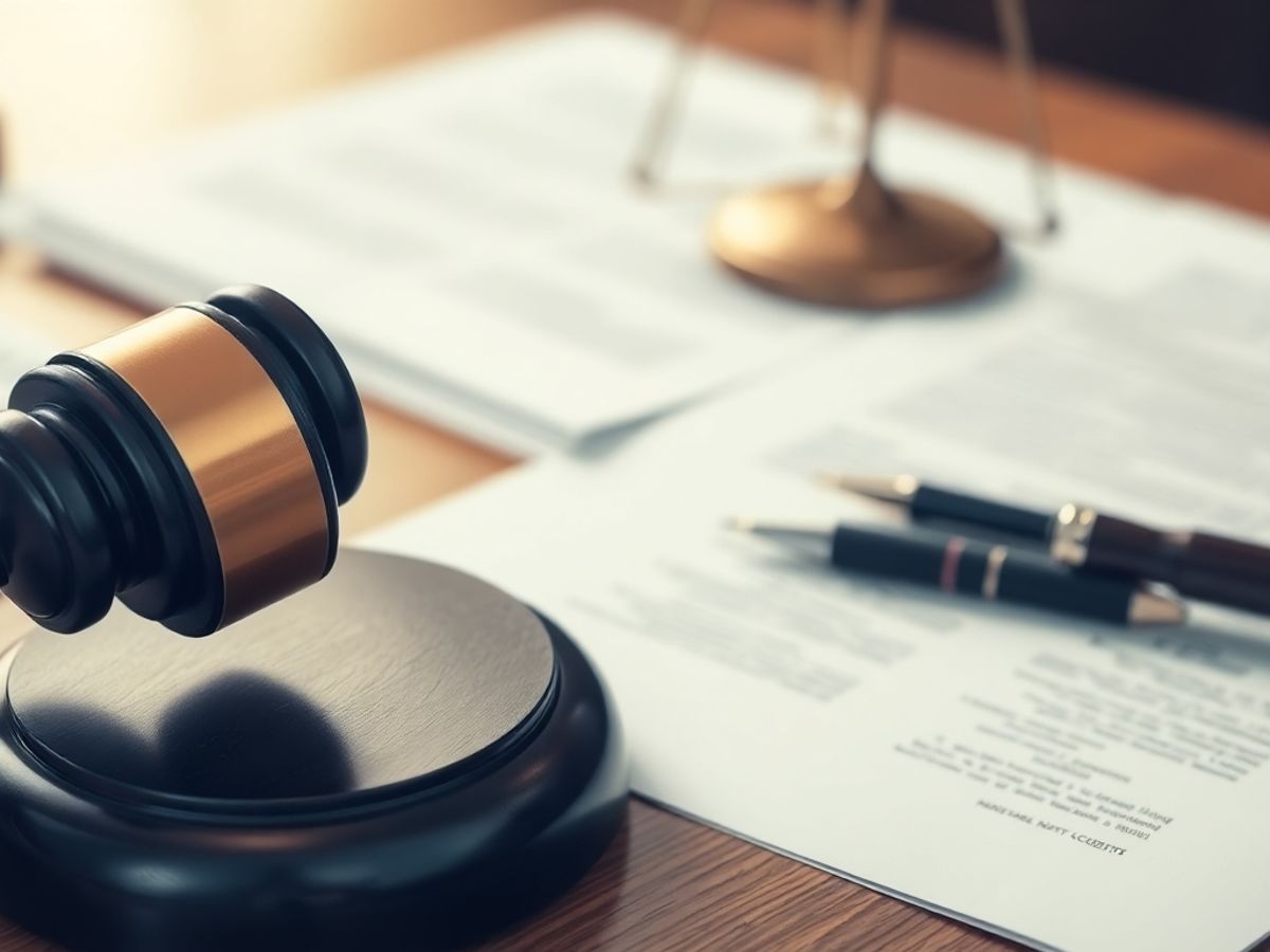 Ciocan judecătoresc și documente legale.