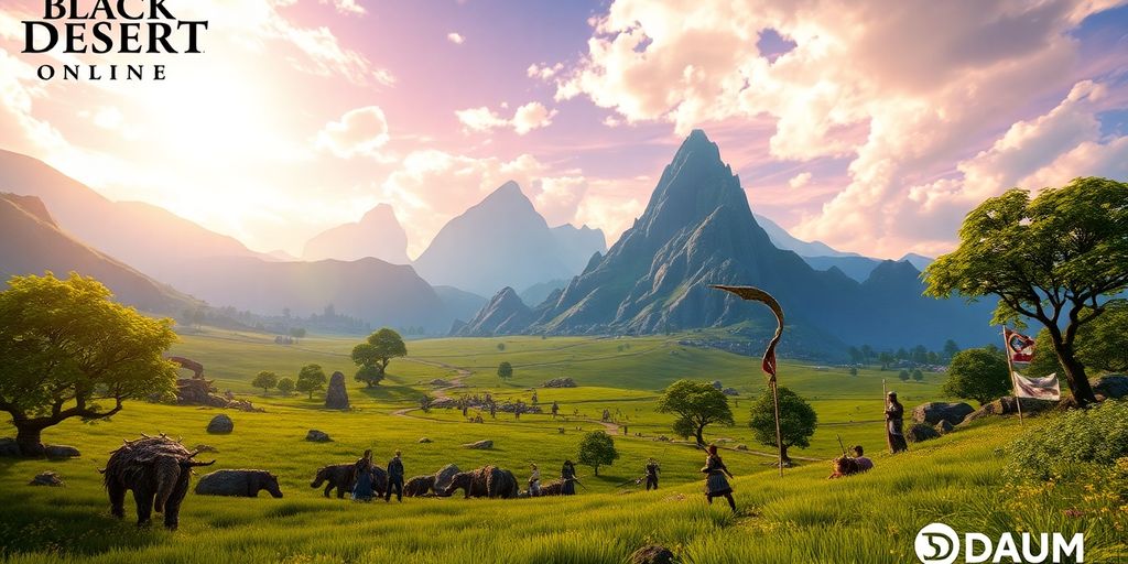 Exploring Daum Games Black Desert Online : The Evolution and Impact Dynamic landscape of Black Desert Online with players engaging.