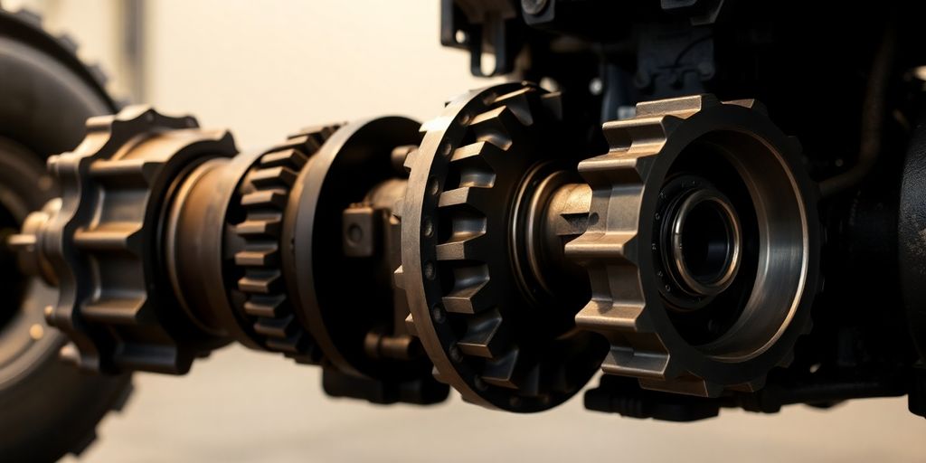 Ford truck differential assembly with visible gears and housing.