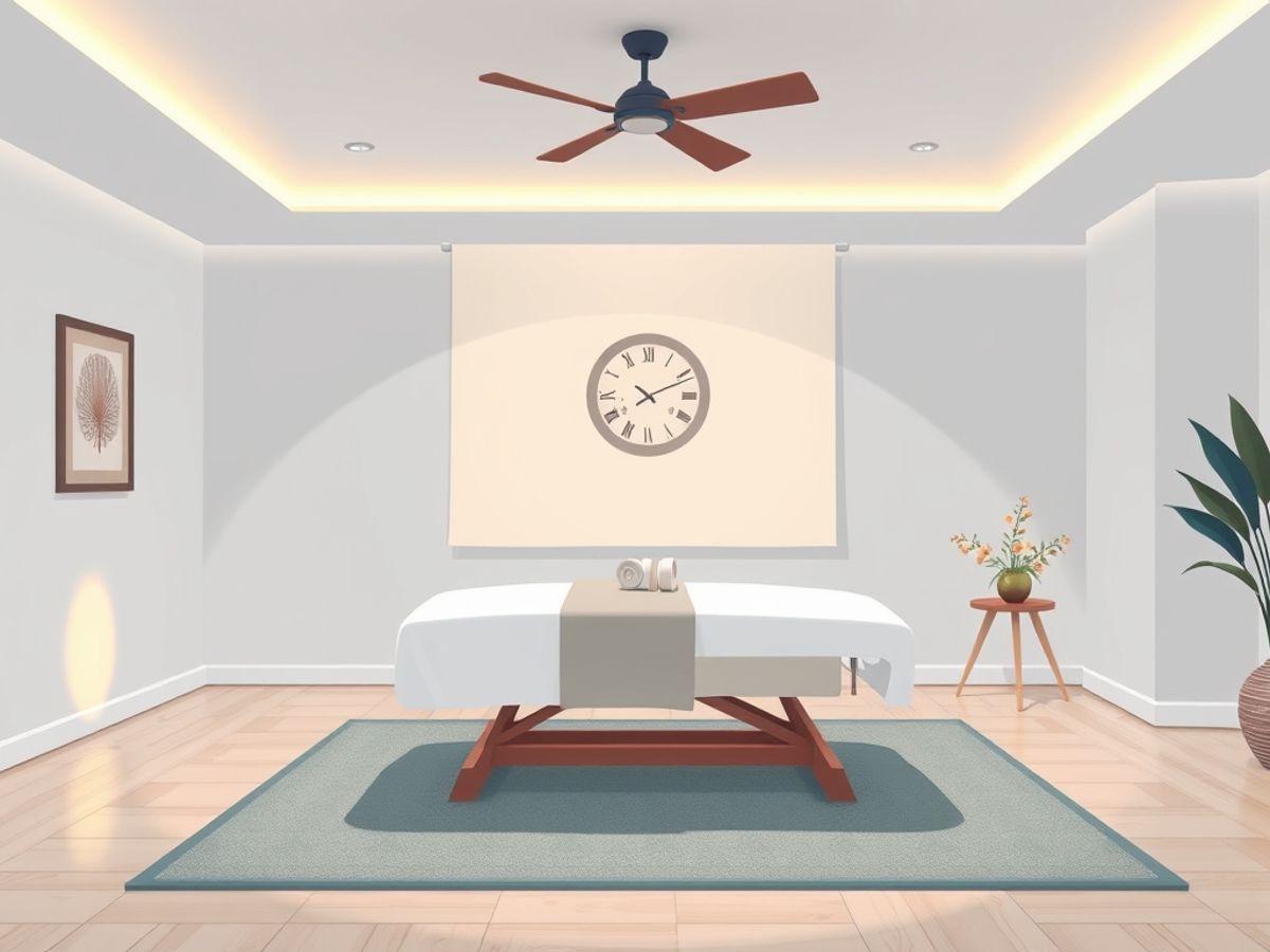 Serene massage room with table and calming decor