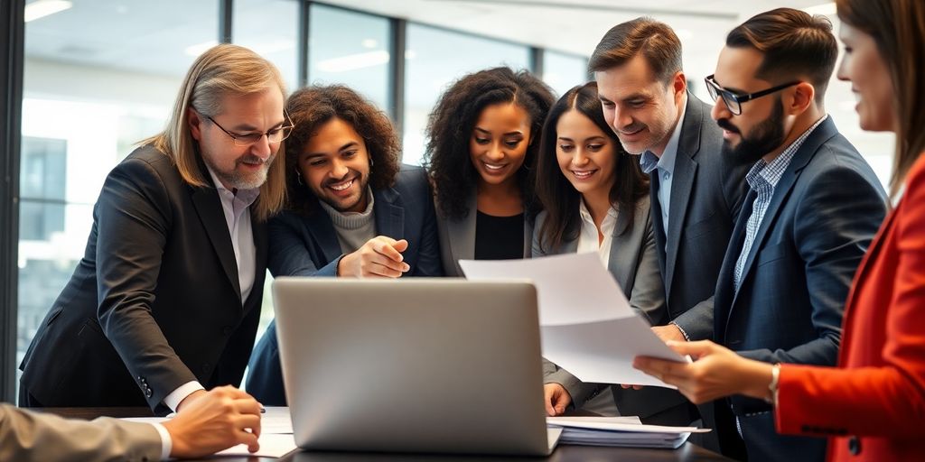 Business professionals analyzing financial data.