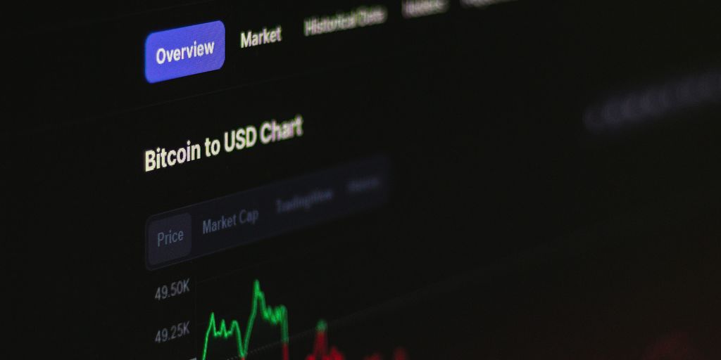 Image of a cryptocurrency trading interface showing Bitcoin's price chart.