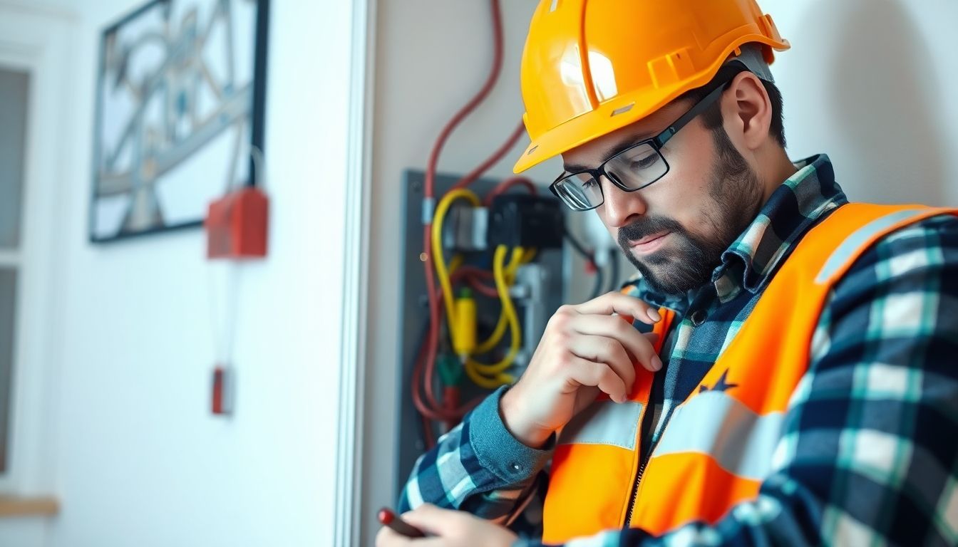 Electrician repairing electrical circuits in a London home.