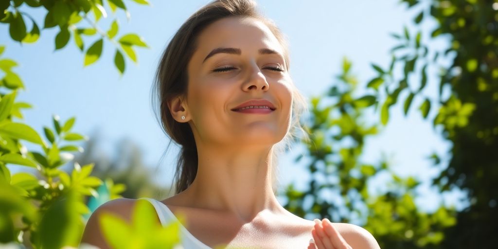 Woman meditating during a safe detox.