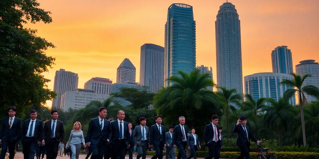 Jakarta cityscape, business people