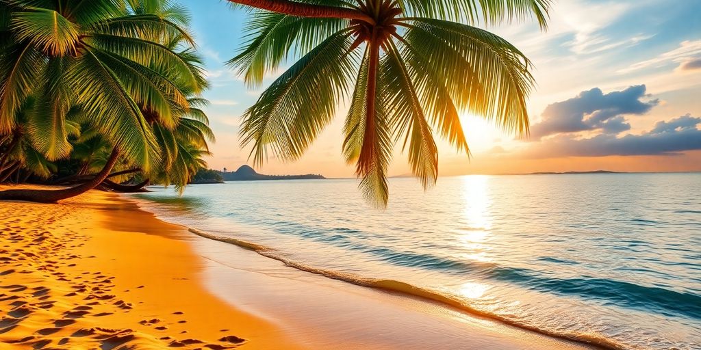 Plage tropicale pittoresque à Bali avec cocotiers