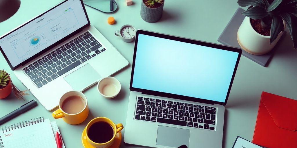 Vibrant workspace for digital marketing agency setup.
