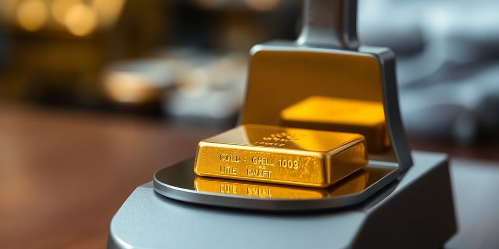 Bilan d’un lingot d’or sur une balance de bijoutier.