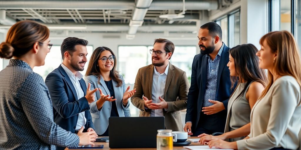 Diverse professionals collaborating