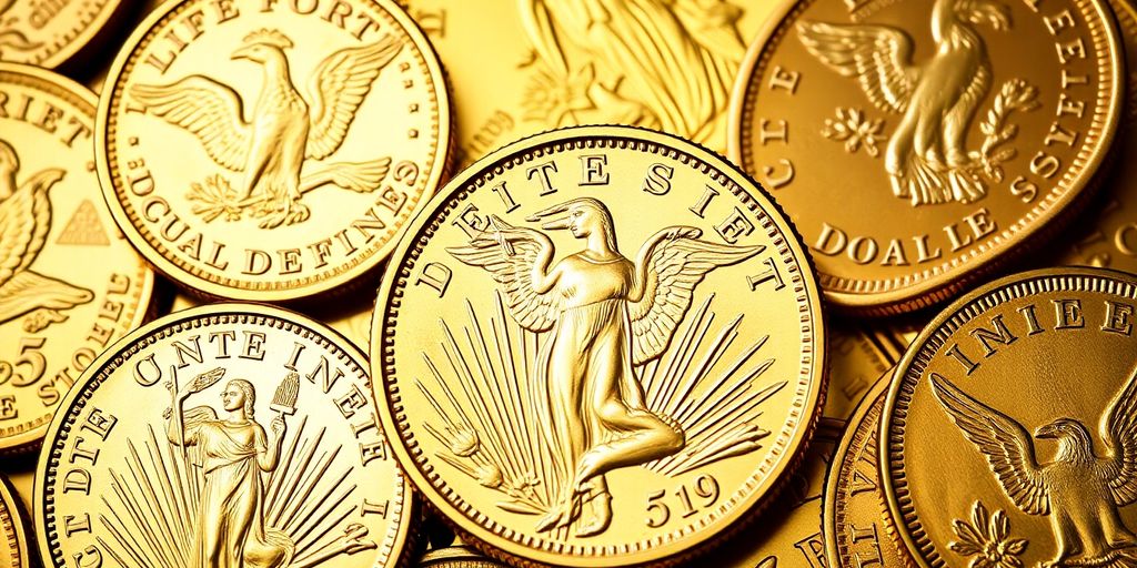 Collection de pièces d'or américaines, dont le Double Eagle.