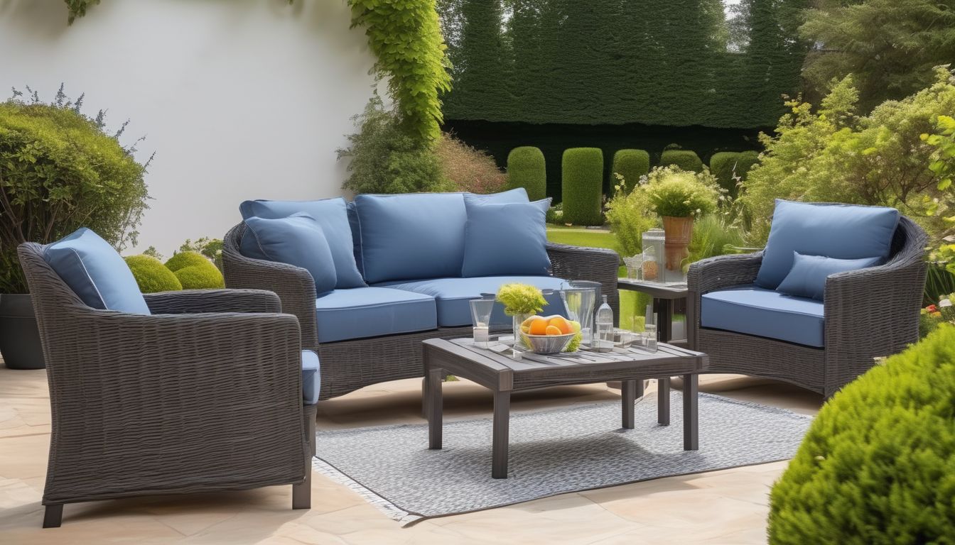 comfortable and stylish outdoor furniture in a well-maintained garden