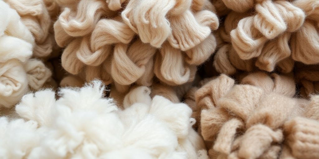 Soft wool fibers in various textures and colors.