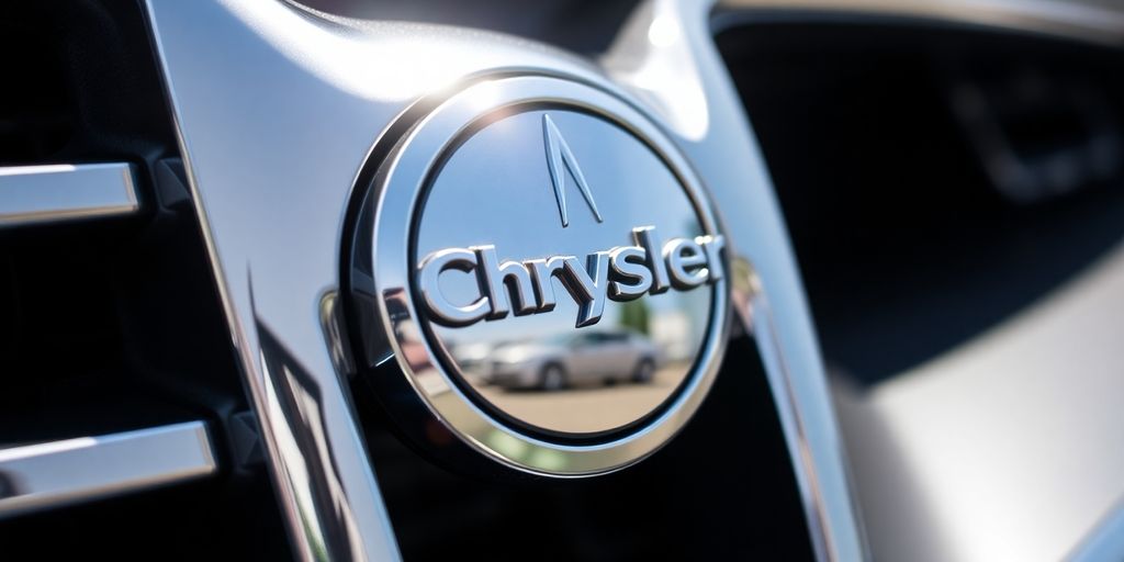 Chrysler car emblem on a vehicle.