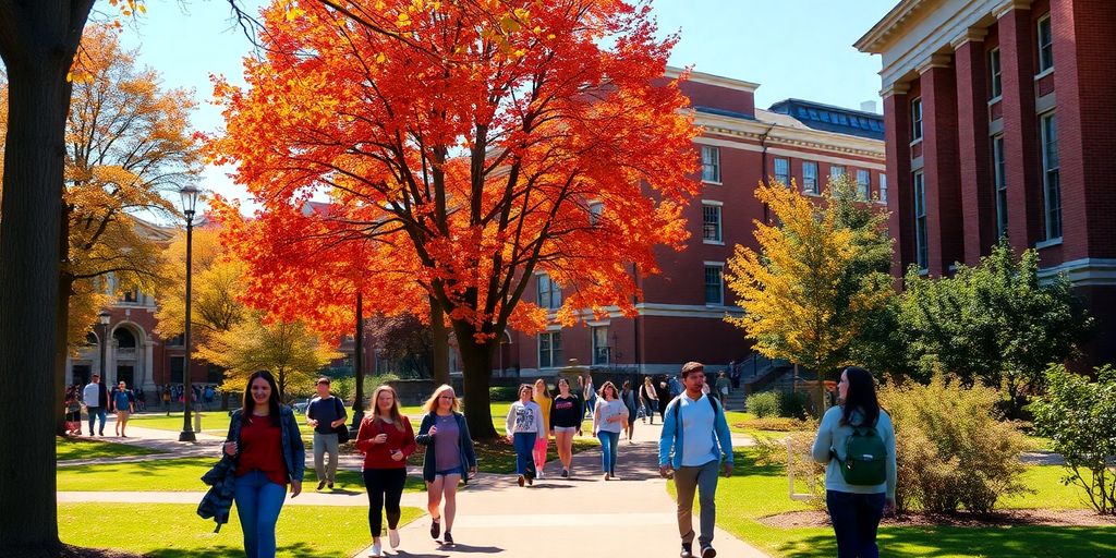 University of Oklahoma campus, students walking