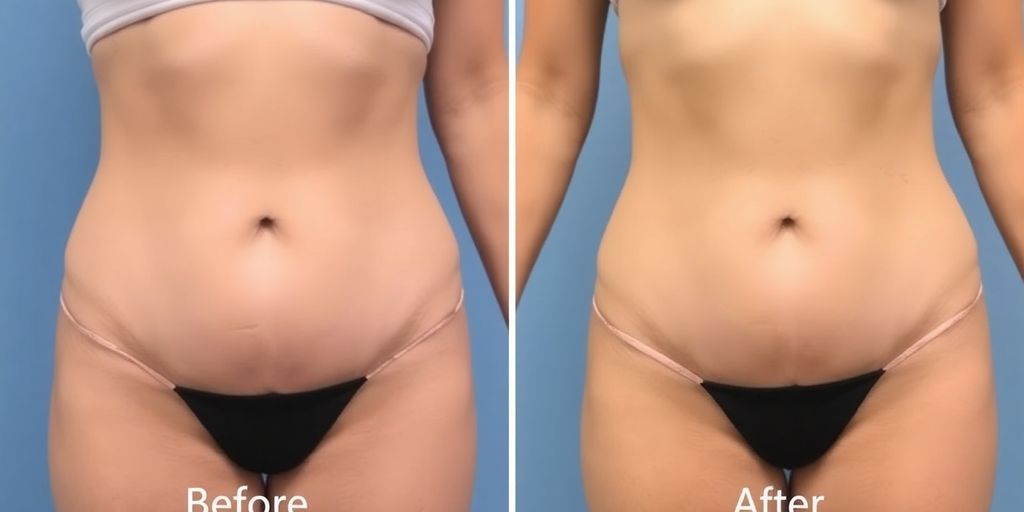 Before and after mini tummy tuck results comparison.