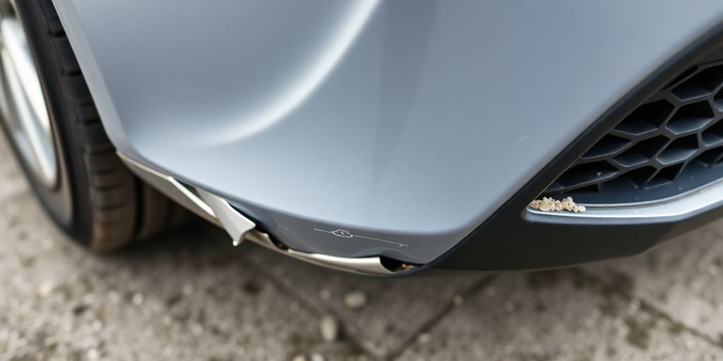 Beschädigtes Auto nach einem Unfall, Nahaufnahme von Karosserieschäden.
