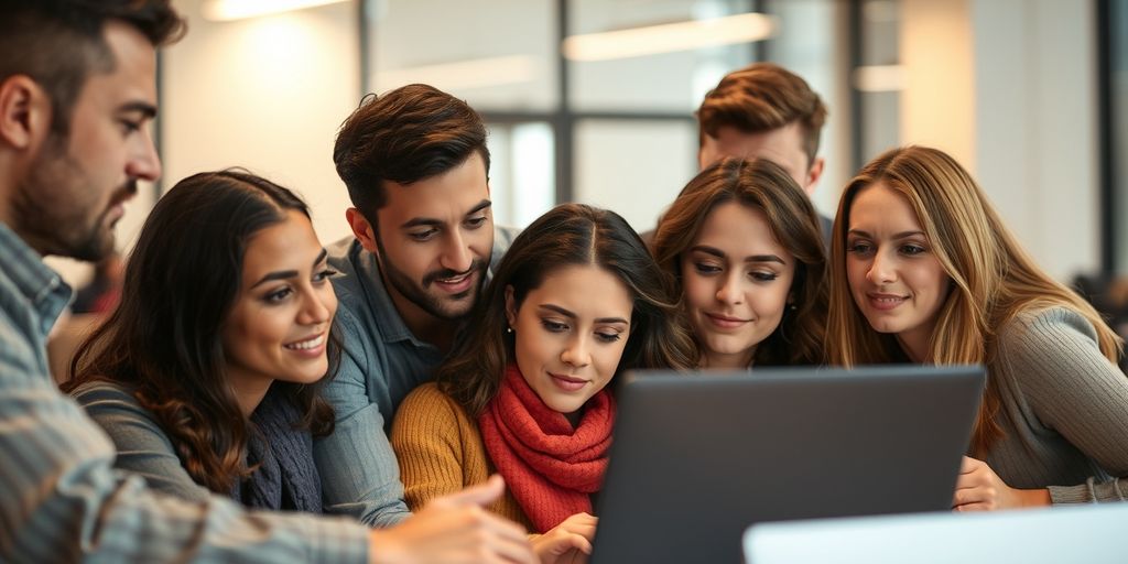 People looking at a laptop screen