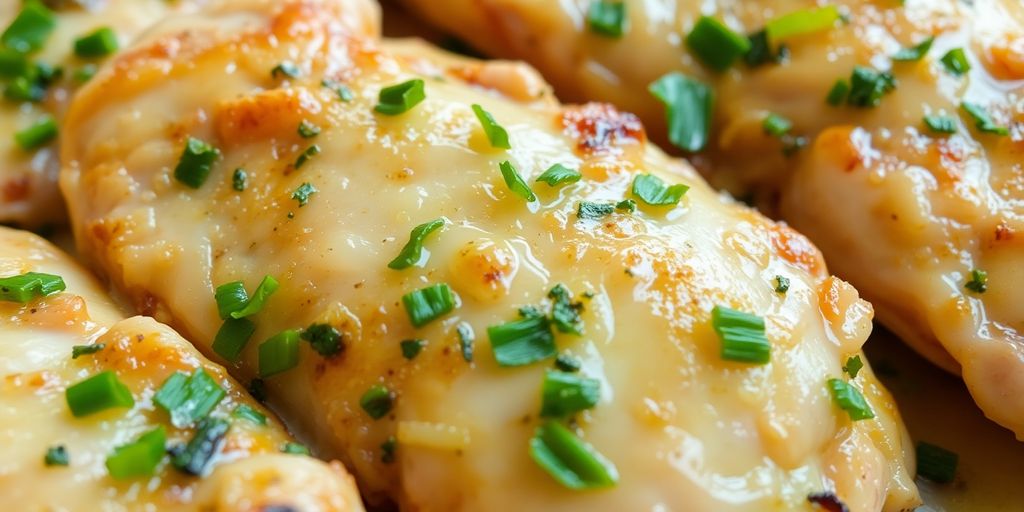 Cooked chicken breast seasoned with herbs.