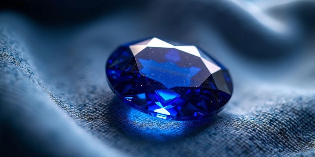 Zaffiro blu su sfondo di velluto