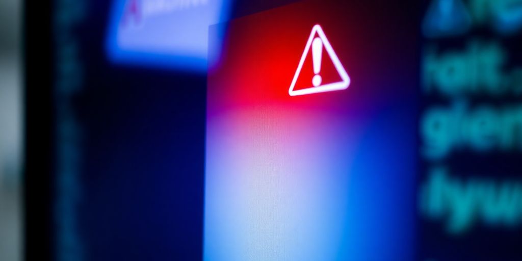 Suspicious email on a computer screen warning of scams.