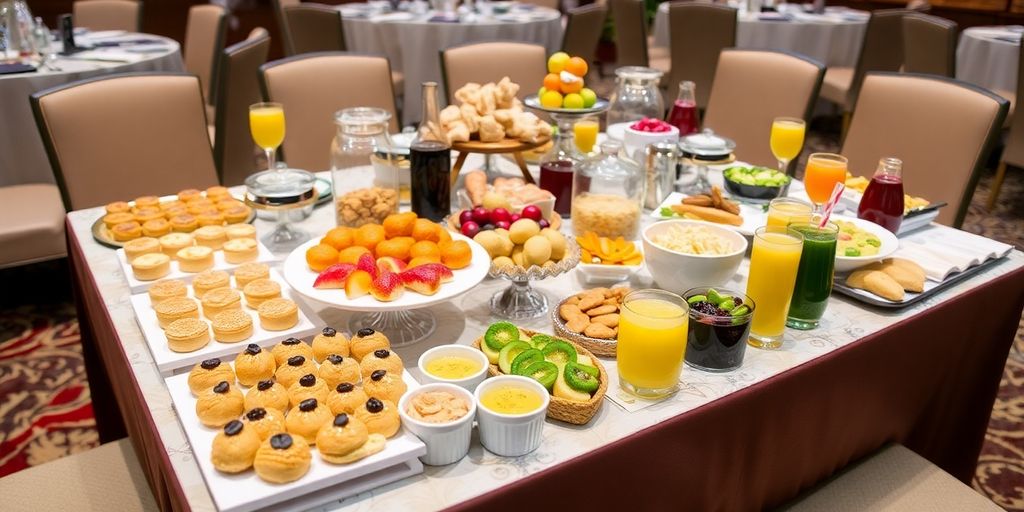 ขนมและเครื่องดื่มสำหรับเบรคงานสัมมนา