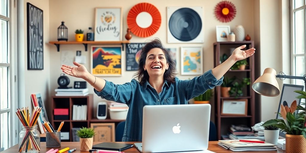 Person in a creative workspace exploring career options.