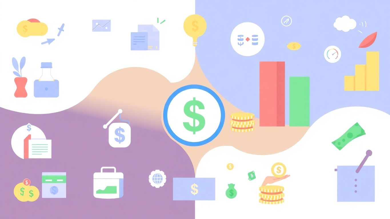 Moderne illustrasjon av inntektsmodeller og prissetting