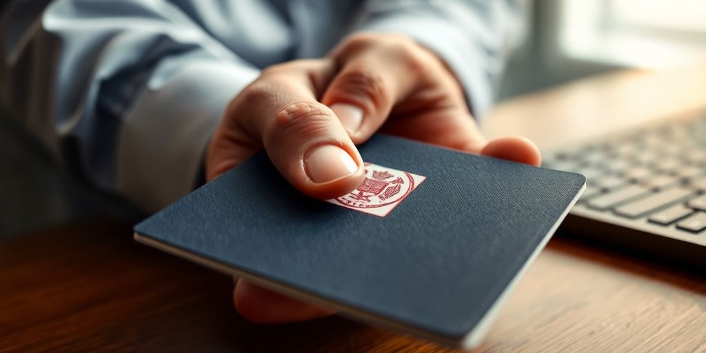 Passport being stamped by immigration officer