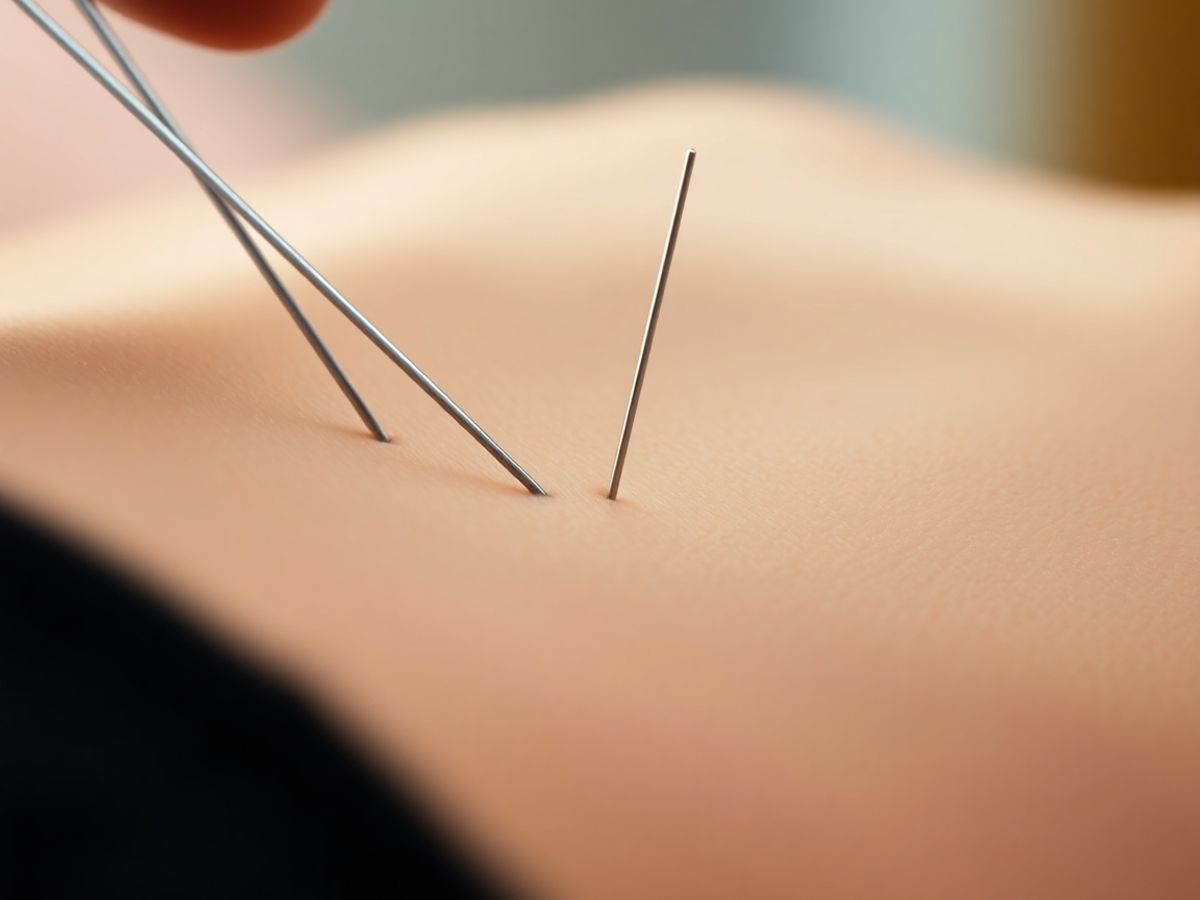 Acupunctură: ace fințe inserate în piele.