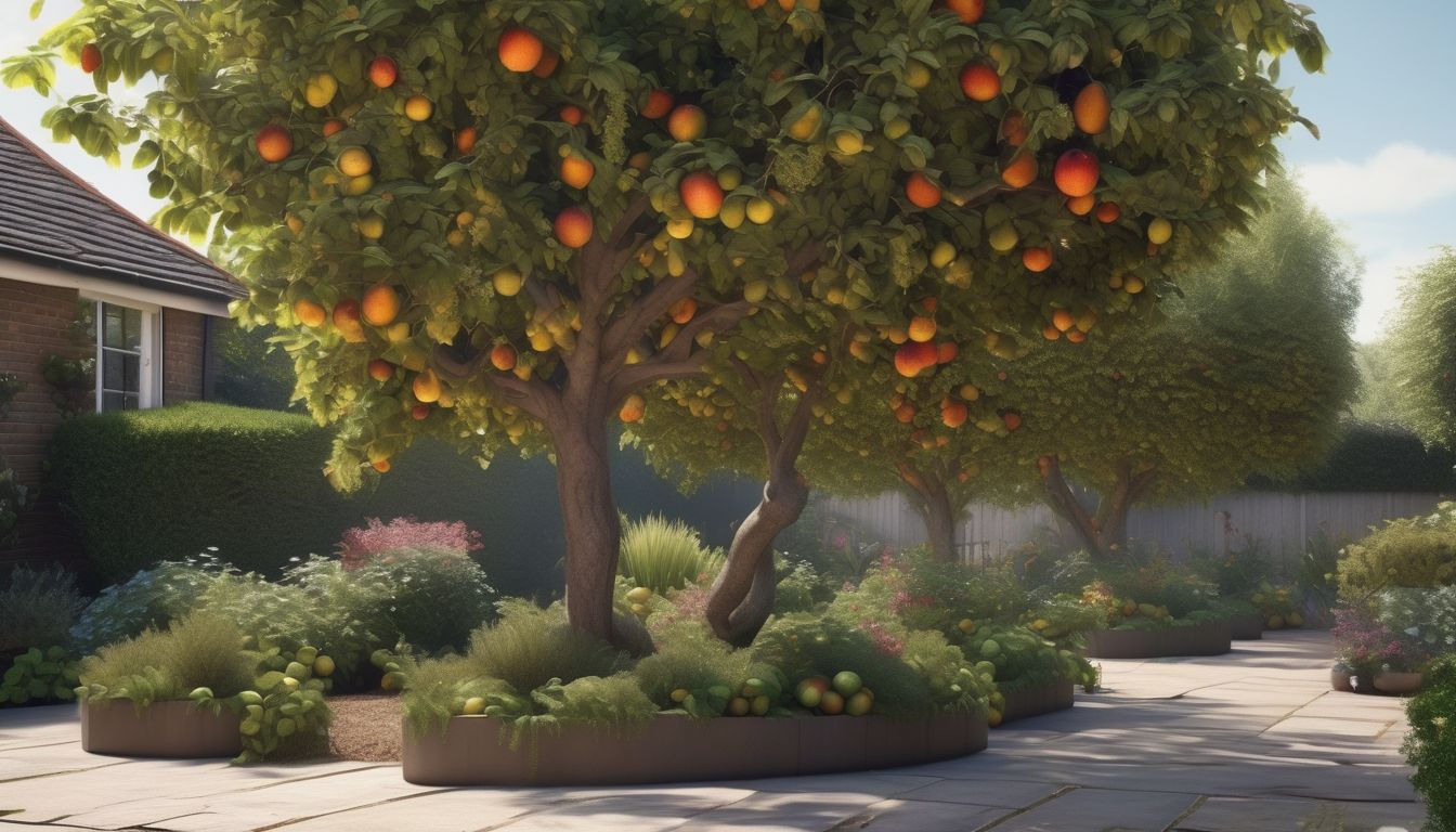 pruning fruit trees and bushes in a British garden