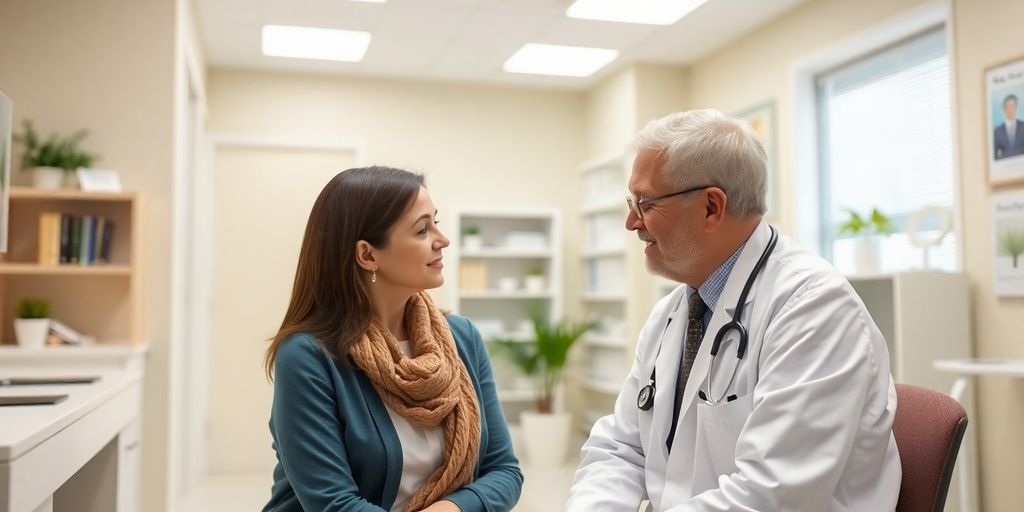 Diagnose der Shigellose: Patient und Arzt in einer hellen Arztpraxis