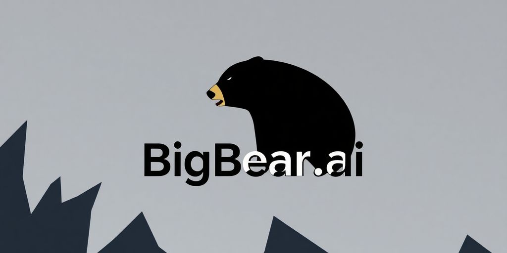 BigBear.ai logo with downward trending stock chart.