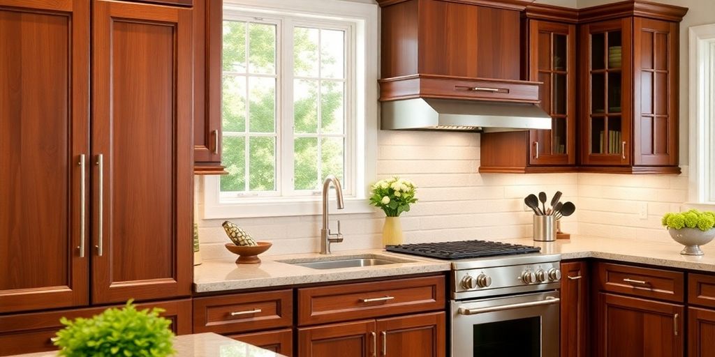 Modern kitchen with stylish Merillat cabinets and hardware.