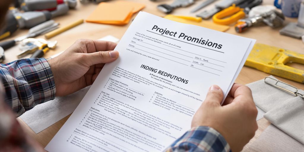 Contractor reviewing proposals for home repair projects.