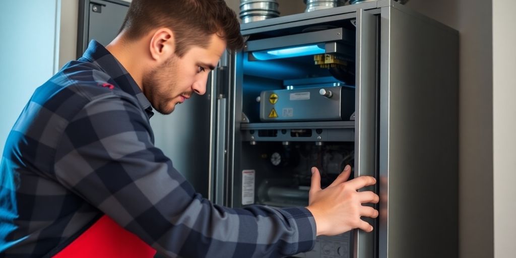 Heating unit maintenance in a home.