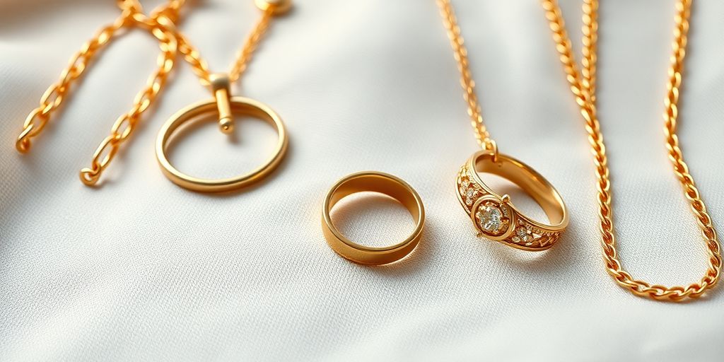 Bijoux en or élégants sur un fond doux.