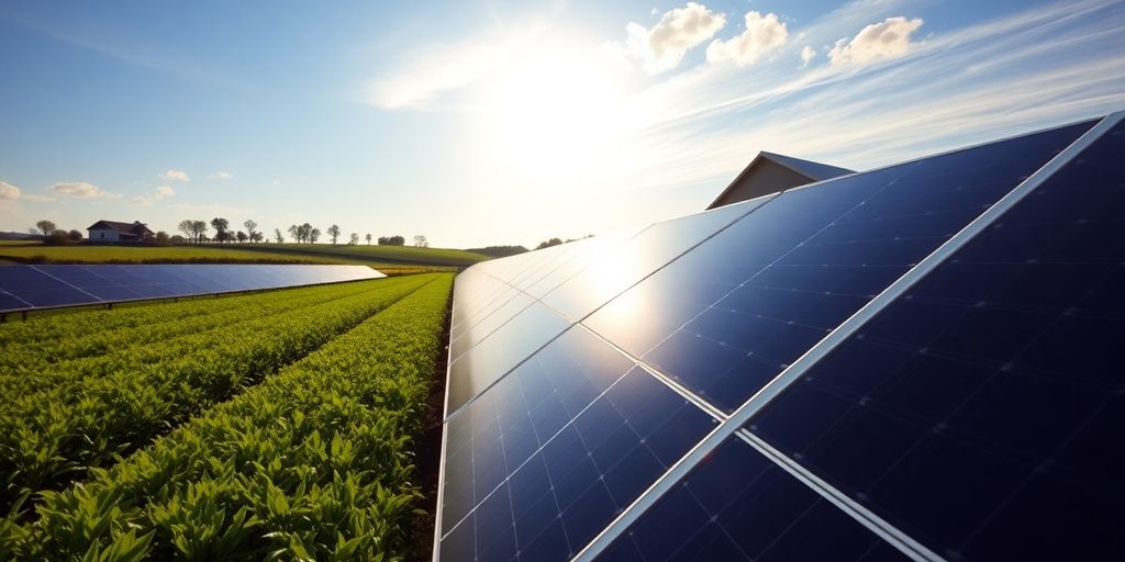Panneaux solaires en ferme agricole