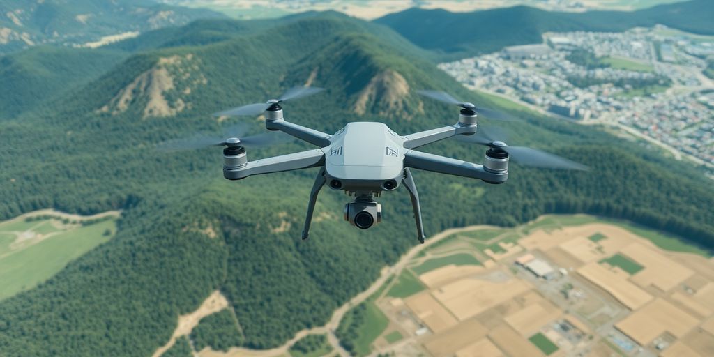 Drone survolant des paysages variés en 2025.