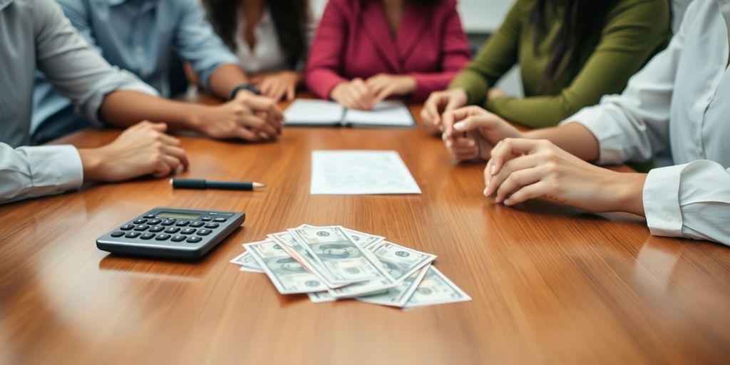 Pessoas construindo orçamento financeiro juntas.