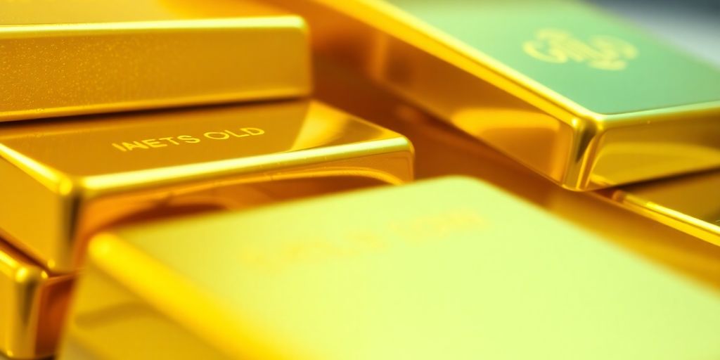 Barres d'or empilées avec éclat.