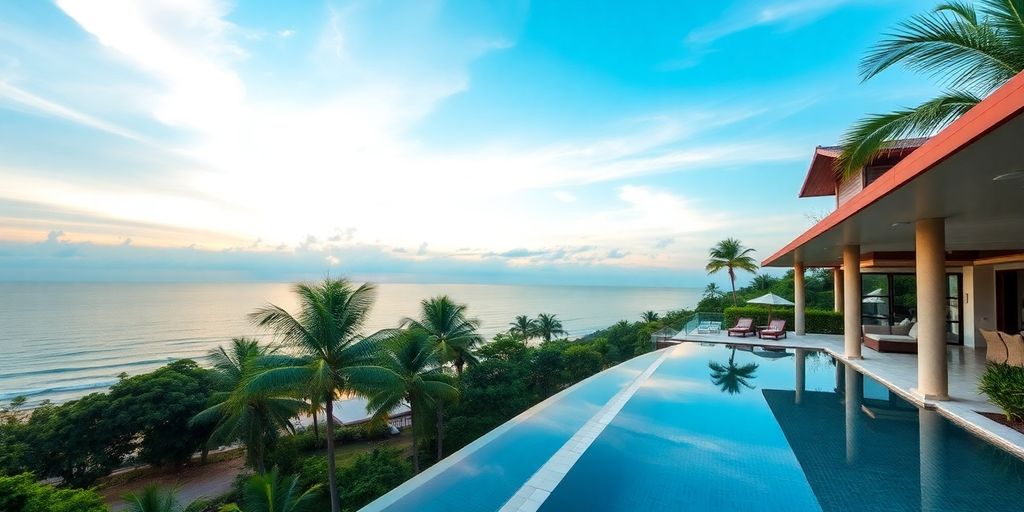 Luxury villa with ocean view and swimming pool.