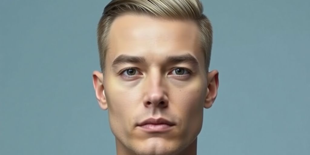 Man with minimalist, clean, sophisticated hairstyle.