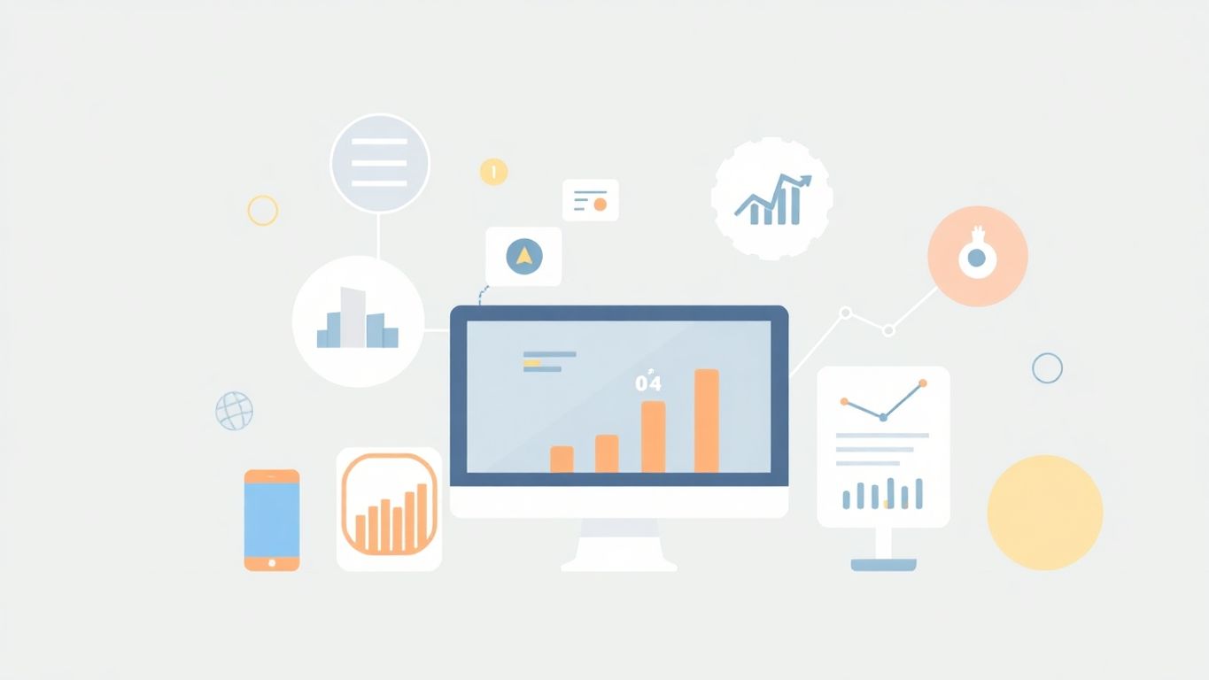 Moderne illustrasjon av digital markedsføring og analysering.