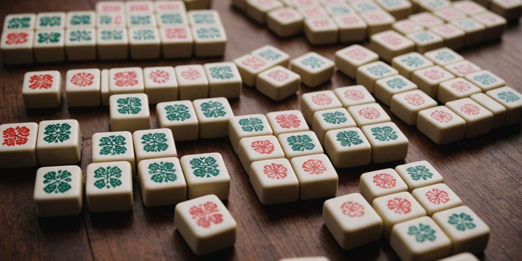 Various Mahjong tiles displayed in an organized manner.