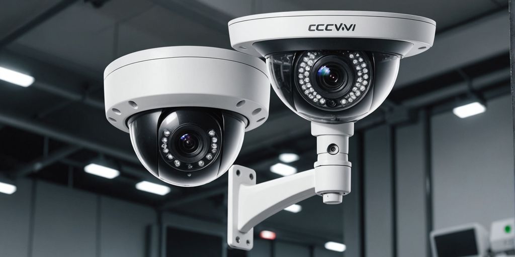 Analogue and IP CCTV cameras side by side.