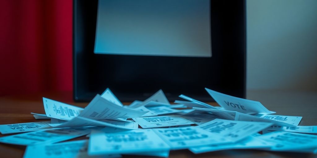 Oy pusulası ve oy sandığı görseli.